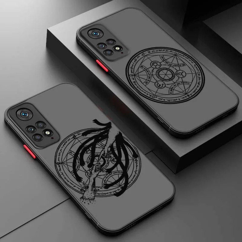Coque de téléphone givrée Fullmetal Alchemist Fashion pour Xiaomi Redmi Note 12S 11S 11E 11R 10 10T 10S 9S 9 9T 8T 8 7S 7 Pro Lite Max