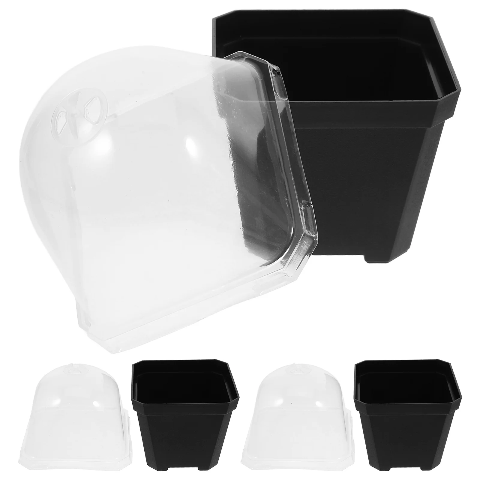 

3 set Large Nursery Pots With Humidity Dome Thickened Clear Lid Adjustable Vent For Succulents Herbs Indoor Balcony Planting