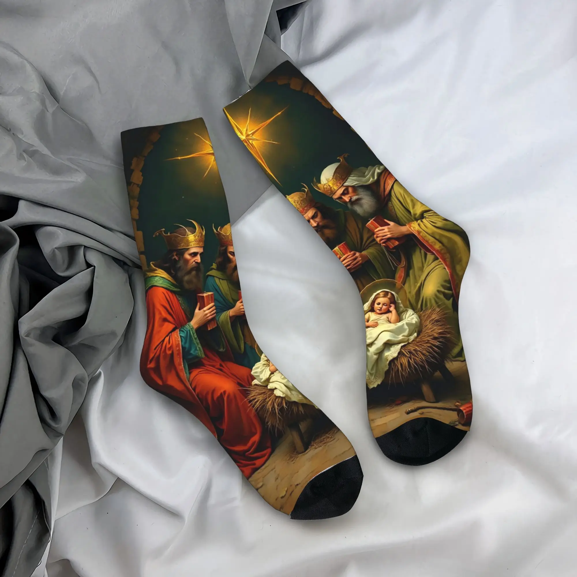 

Día de los Reyes Magos Epifanía Three kings Crew Socks для женщин и мужчин, дышащие, уютные, длинные носки, нескользящие