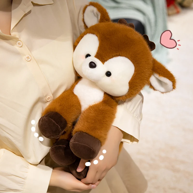 12-30 cm Kawaii Cartoon Kerst Herten Knuffel Bruin Roze Zachte Elanden Knuffel Woondecoratie Kerstcadeaus voor jongens en meisjes