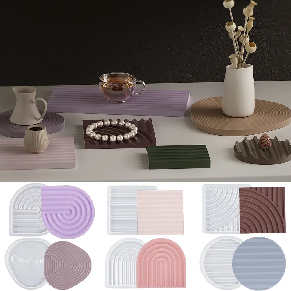 

Волнообразный полосатый поднос, силиконовые формы, демонстрационная пластина для ювелирных изделий, гипс, бетон, цементная форма, подставка ручной работы, формы для рукоделия из смолы, инструменты