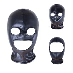 PU Leather Padded Strapped Zipper Head Hood Blindfold Harness Mask BDSM Open Mouth Eye Bondage Sex Toys Women Men Adult Game