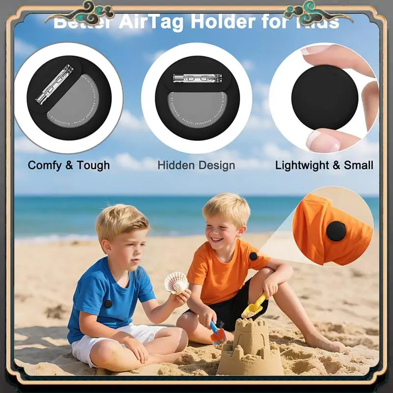 ASMA-For Airtag Case With Safety Pin Tracker Cover For Children Elderly Inside Clothes Shoe Backpack Black