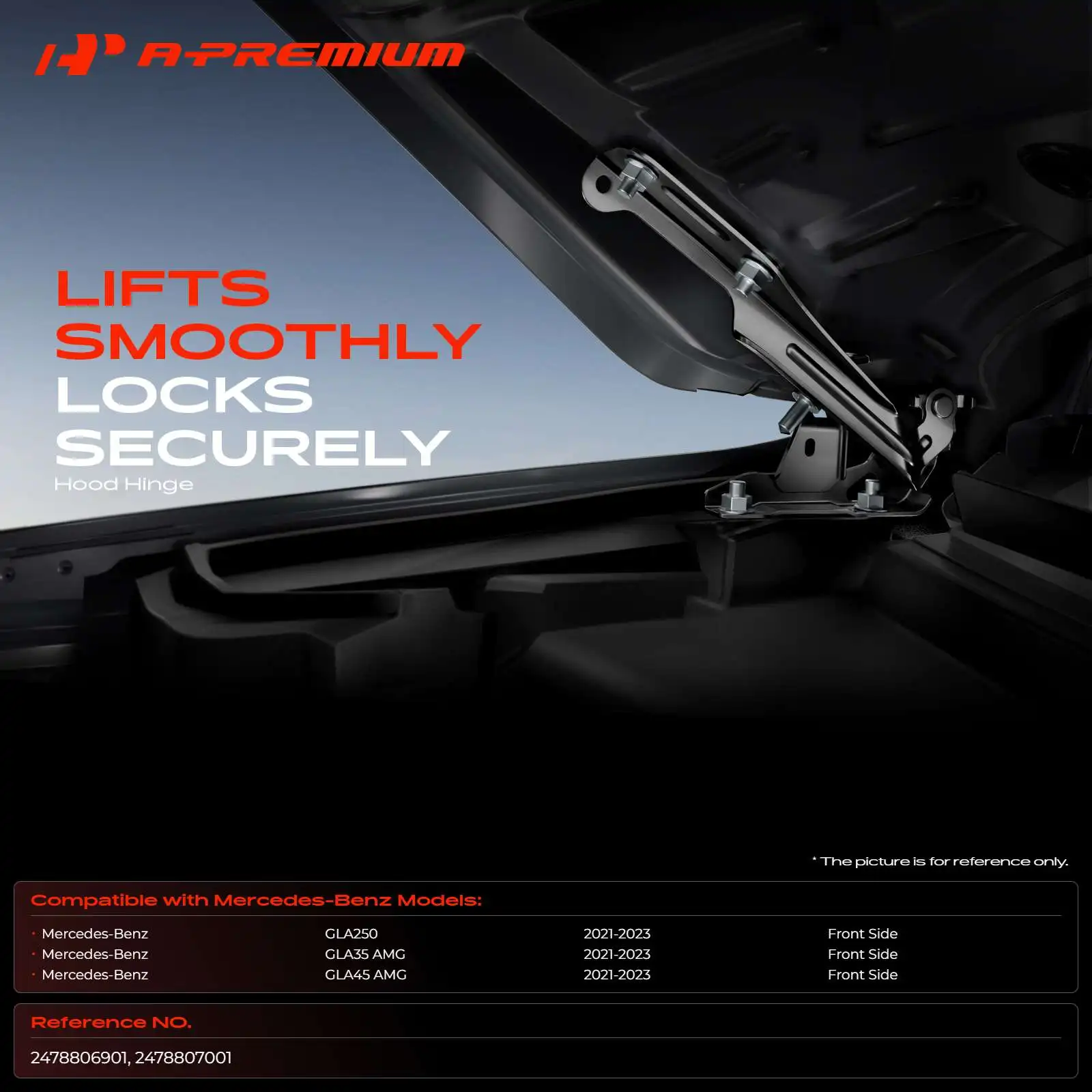 A-Premium Pair Front Driver & Passenger Side Hood Hinge for Mercedes-Benz GLA250 GLA35 AMG GLA45 AMG 2021-2023