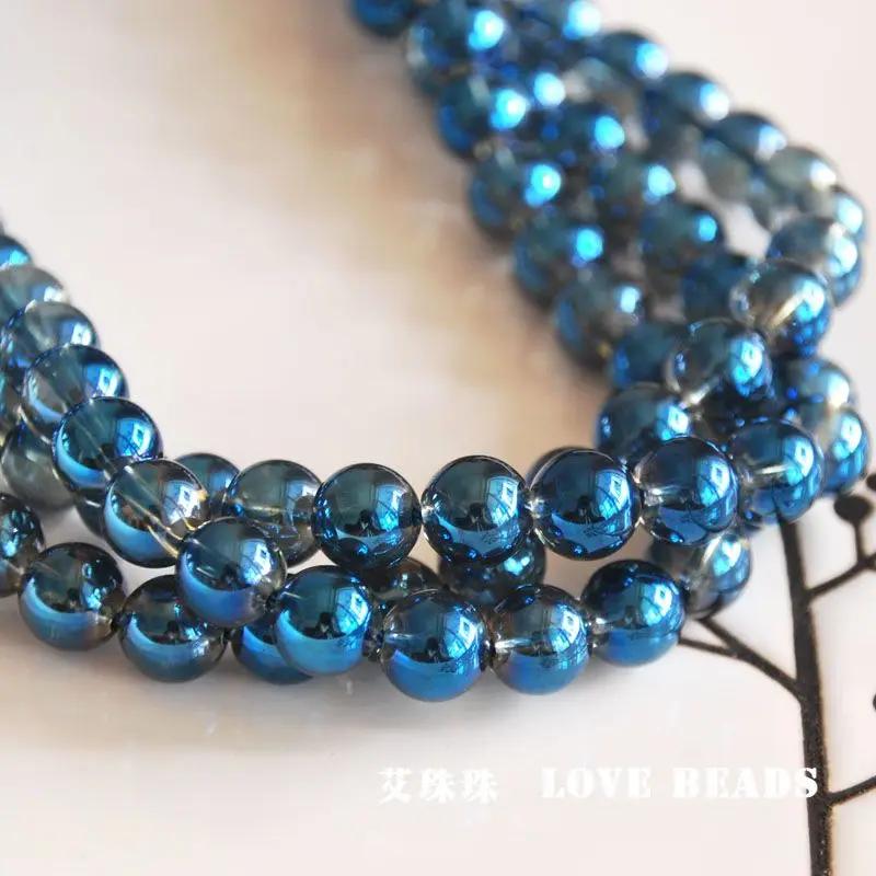 Natural Blue Angel Aqua Aura Quartz 6-10mm Round Loose Beads Jewelry Making DIY For Women