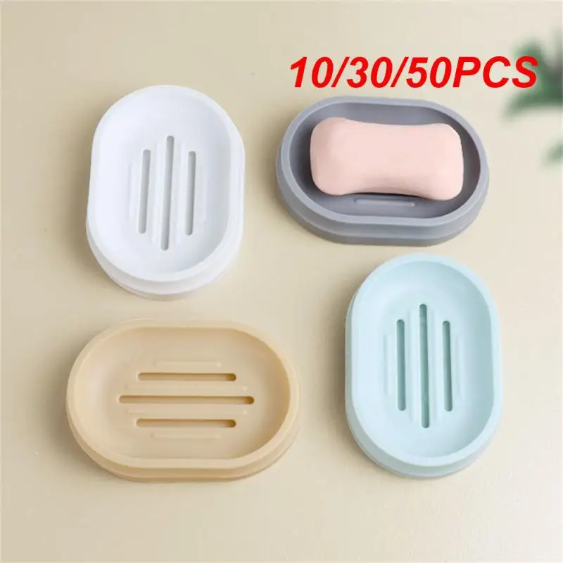 10/30/50PCS Drain Soap Box Thick Creative Ps Portable Soap Dishes Toilet Cute Storage Soap Rack Anti-smashing Anti-falling