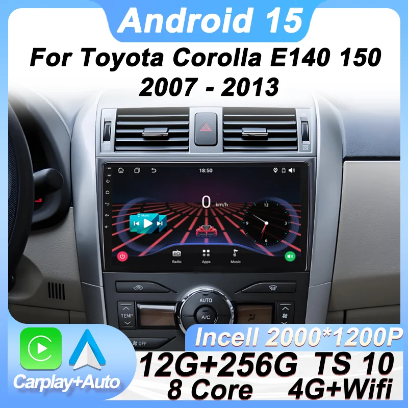 

Android 15 Carplay For Toyota Corolla E140 E150 2006 - 2013 Car Radio Multimedia Player 2 Din GPS Stereo Head Unit Carplay Wifi