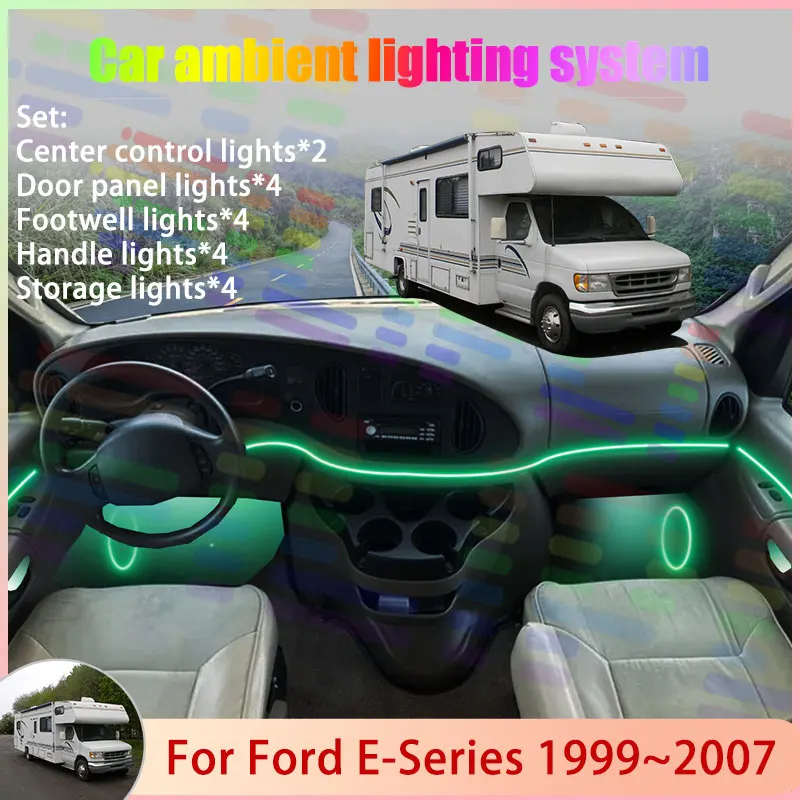 

Для Ford E-Series 1999 ~ 2007 MK4 Econoline Club 2/18 в 1, автомобильная атмосферная лампа, RGB абажур, ансамбль, стример, атмосферный набор