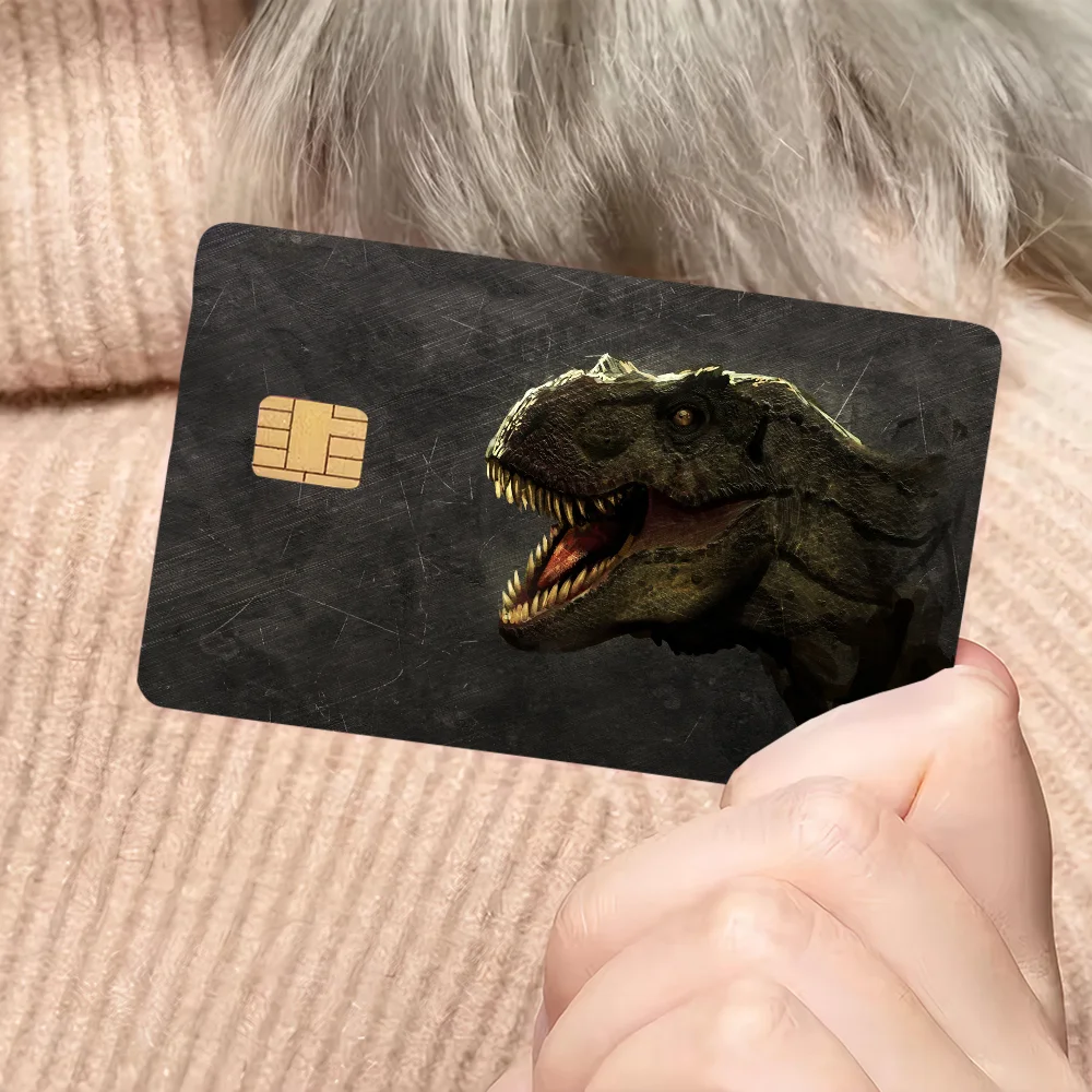 3D Cartoon Jurassic Park Dinosaur2024 Anime Cartoon Skin Stickers Film Tape Case For Big Credit Debit Card Front Side