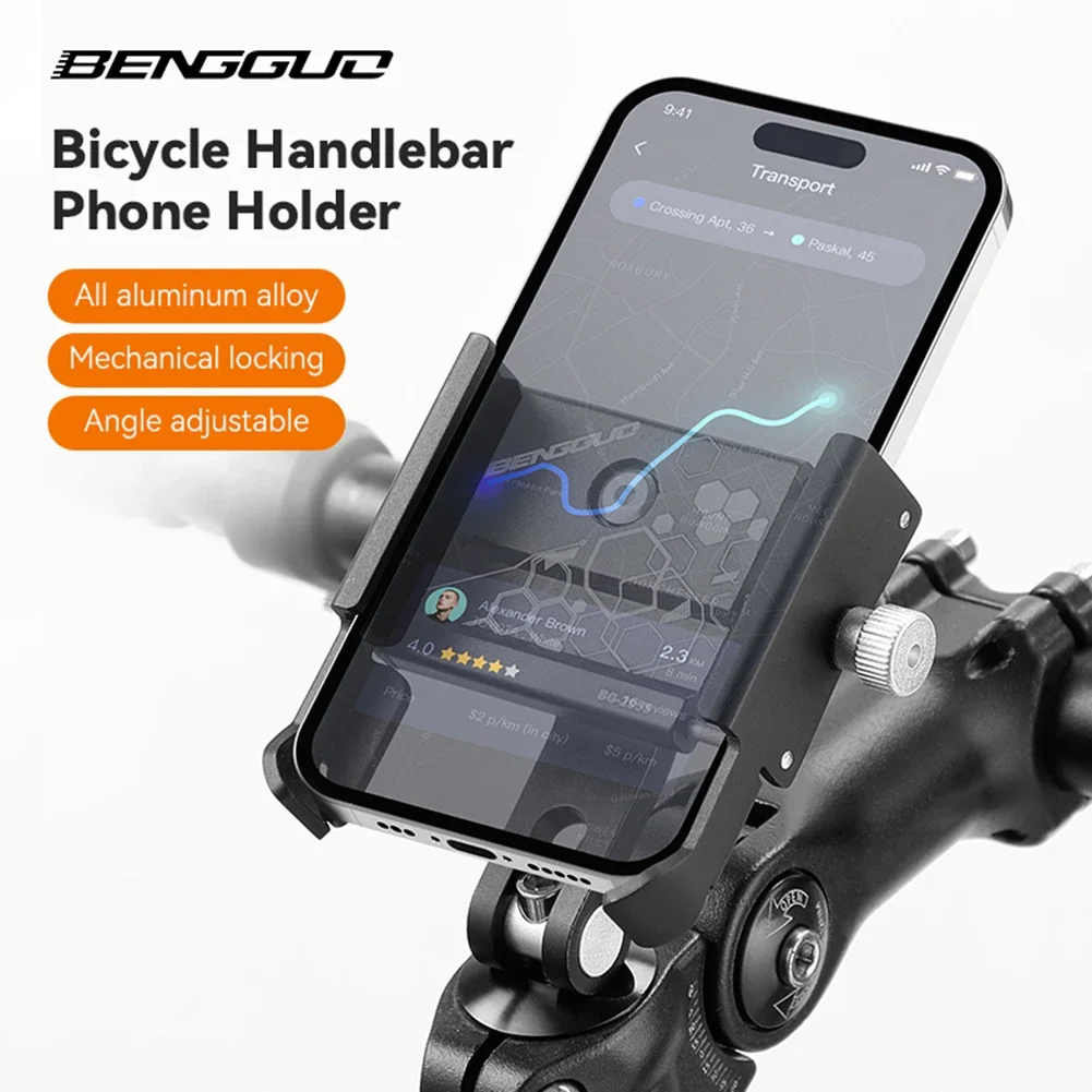 

Bicycle Phone Holder Aluminum Handlebar Bike Phone Mount 360° Rotating Anti-slip Adjustable Scooter Cycling Cell Phone Holder