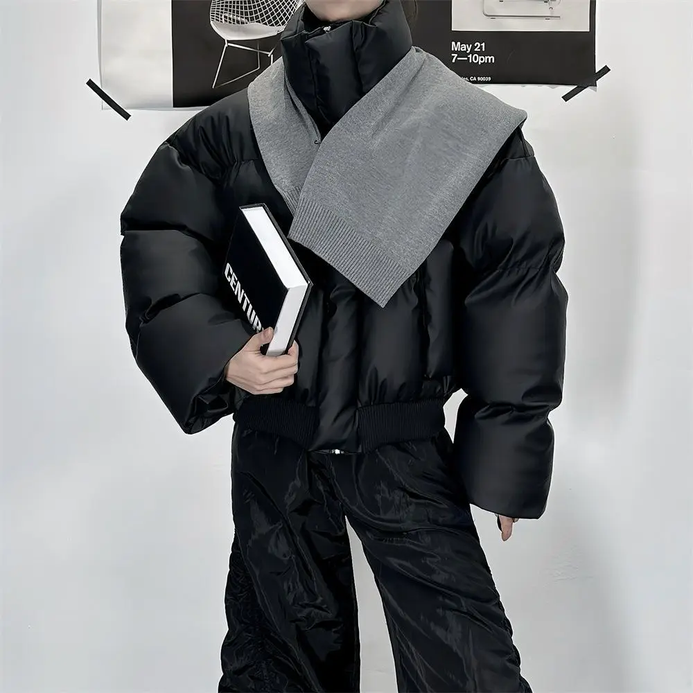 Trendy Short Cotton Clothes Loose Stand-up Collar Winter Thickened Cotton Clothes Solid Color Jacket Bread Jacket