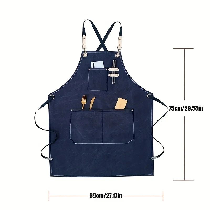 Fashion Canvas Kitchen Aprons For Woman Men Chef Work Apron For Grill Restaurant Bar Shop Cafes Beauty Nails Studios Uniform