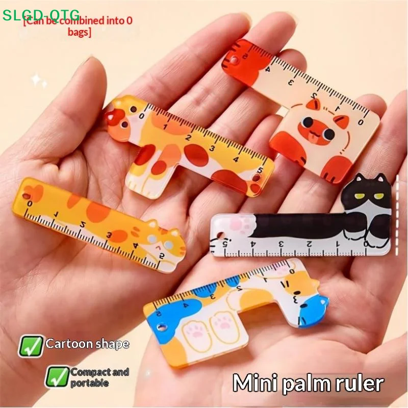 *5Pcs 5cm Cartoon Animal Mini Plastic Rule Portable Bookmark Straight Ruler Pocket Measuring Tool Stationery Drawing Supplies
