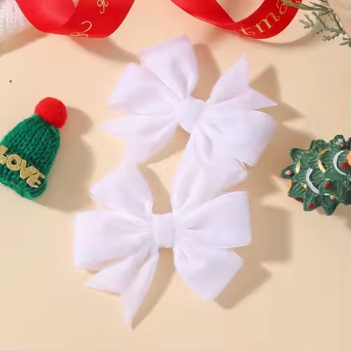 2pcs/set Handmade Velvet Bow Hair Clips for Baby Girls Vintage Christmas Red Green Bowknot Hairpins Barrette Hair Accessories - Image 9
