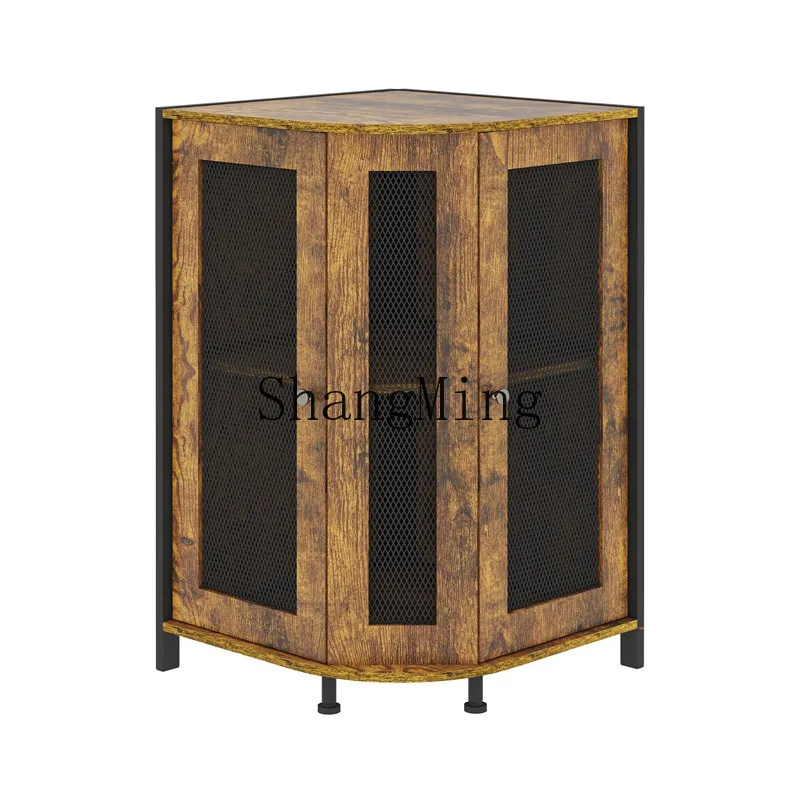 SM Home Kitchen Living Room Corner Wooden Wine Cabinet Three-layer Corner Coffee Cabinet with Storage Rack