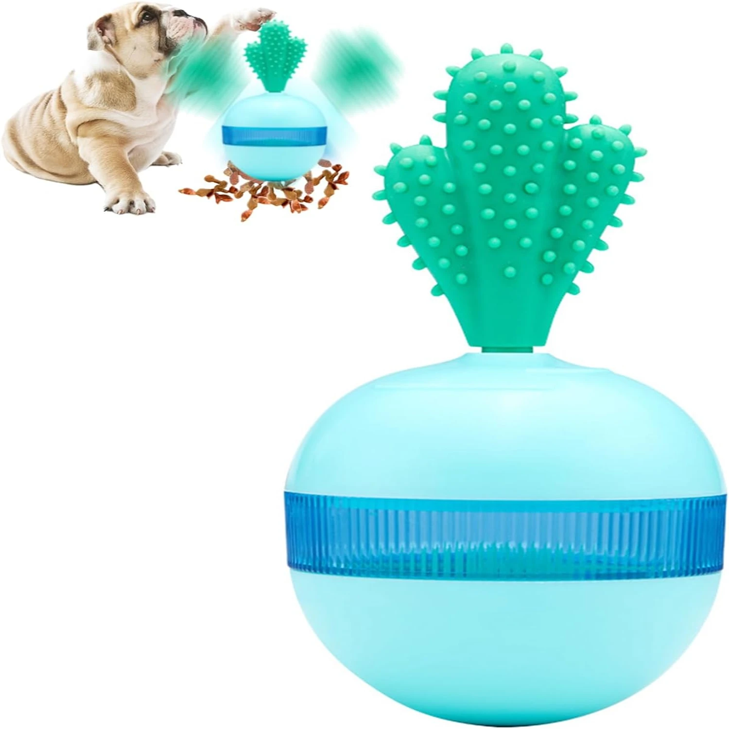 Engaging and Durable Vibrant Blue Interactive Dog Treat Dispensing Ball Toy - Ideal for Enriching Playtime - Designed for Long-l