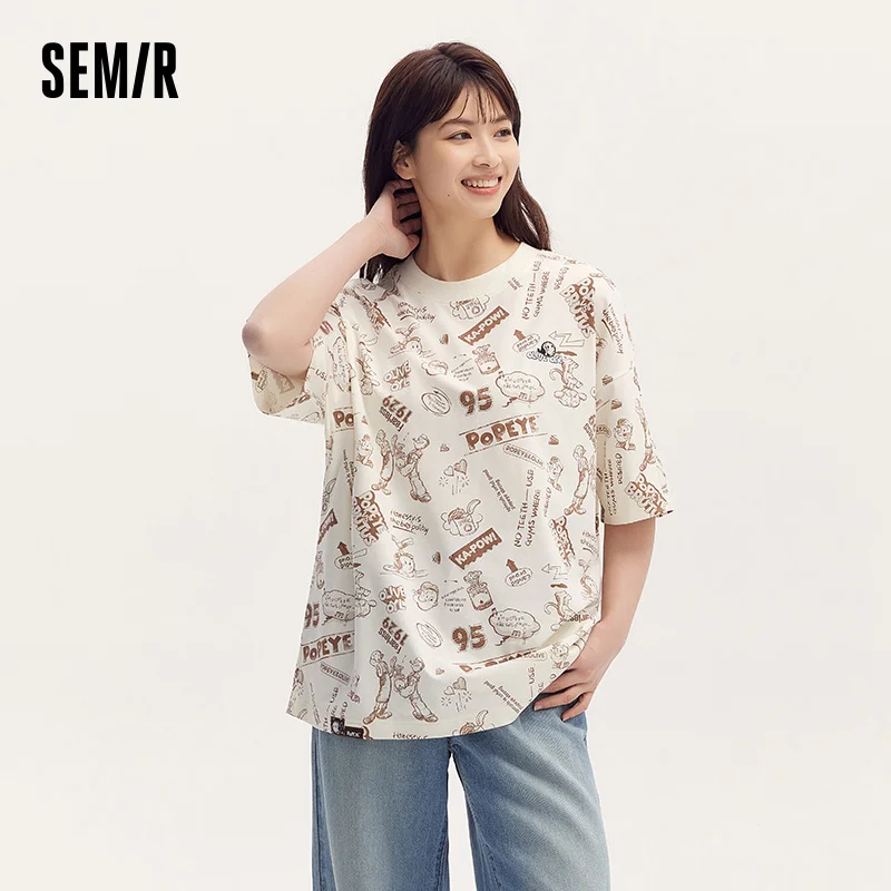 Semir Koszulka z krótkim rękawem Damska koszulka Popeye Co-branded 2024 Nowa wersja Oversize Summer Outfit