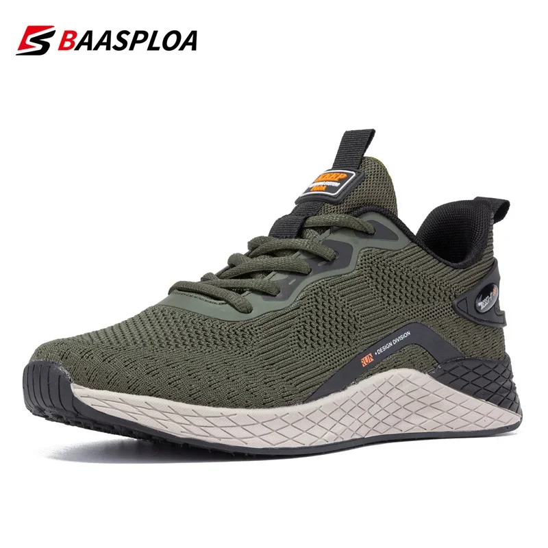 Baasploa Fashion Men Sneakers Breathable Walking Shoes Comfortable running shoes Anti-Slip Wear-resistant Knit Male Sport Shoes