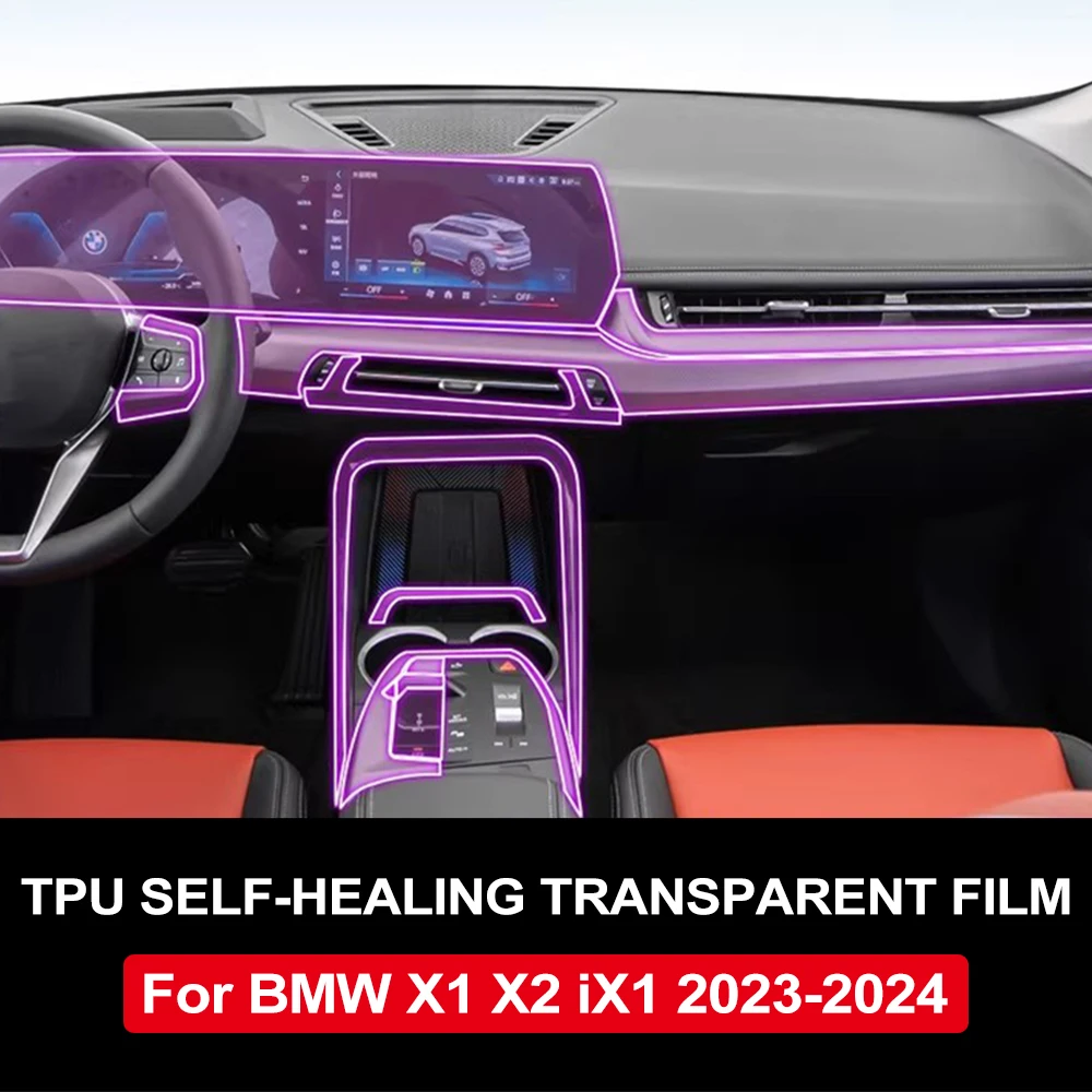 Película Protectora Transparente de TPU para Consola Central de Automóvil para BMW U10 U11 X1 X2 IX1 2023 2024, PPF Interior, Antiarañazos, Precortada