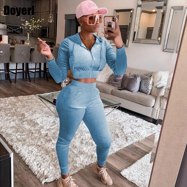 Velvet Tracksuit 2 Piece Set Women Fall Zip Up Sweatshirt Hoodie And Pant Outdoor Track Suit Sport Two Piece Sweatsuit For Women Pant Sets AliExpress
