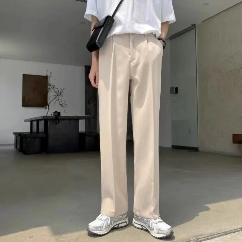 Summer 2024 Boyfriend New Patchwork Button Zipper Pocket Fashion Solid Color Draping Comfort Loose Casual Straight Leg Pants