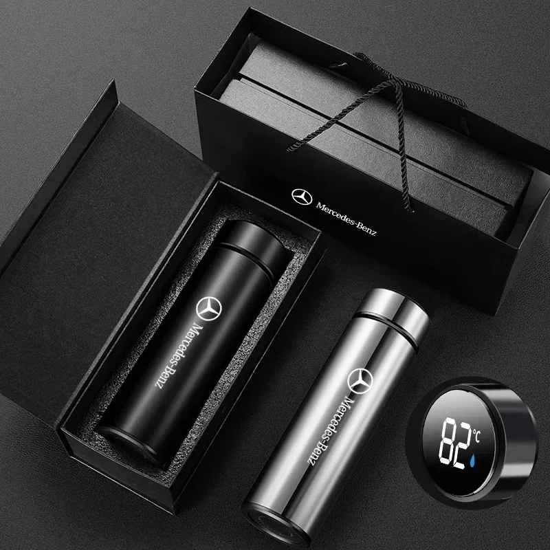 Portable Car Smart Thermos Bottle Temperature Display Cup For Mercedes Benz B/C/E/S Class A Class C200L GLC GLK CLA Accessories