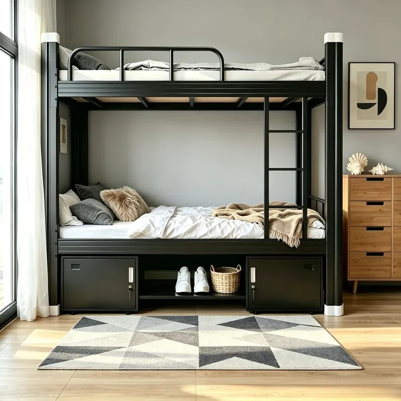 For School Dormitory Staff Apartment Construction Site Workers Heavy Duty Thickened Iron Frame Upper and Lower Bunk Bed Space