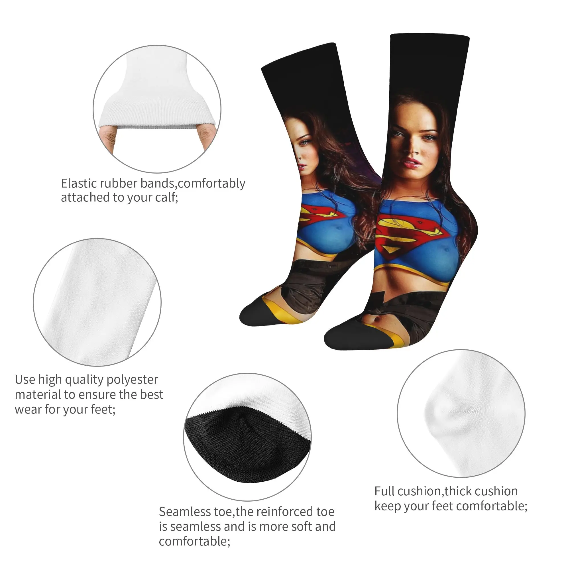 Happy Funny Male Men Socks Casual megan fox Super-girls  Sock Polyester Anime Sport Women's Socks Spring Summer Autumn Winter