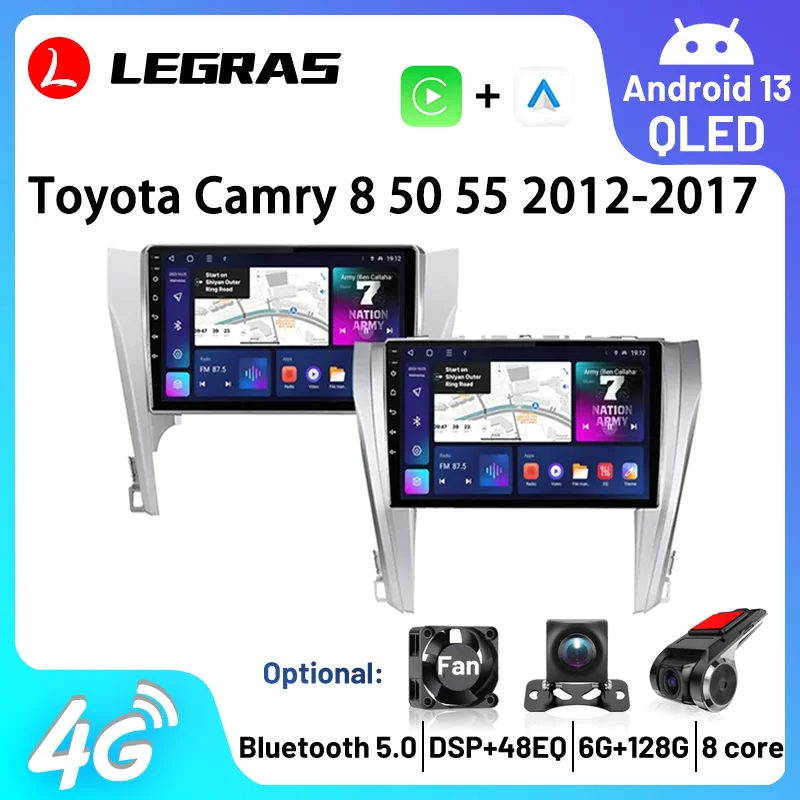 Android 14 Radio Bluetooth For Toyota Camry 8 50 55 2012-2017 GPS Navi Multimedia Automotive 4G WIFI FM Car Intelligent Systems