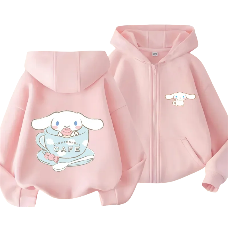 

Cute Cinnamon Kids Zipper Hoodie Cartoon Print Autumn/Winter Long-sleeved Sweatshirt Casual Top For Boy And Girl Outdoor Jackets