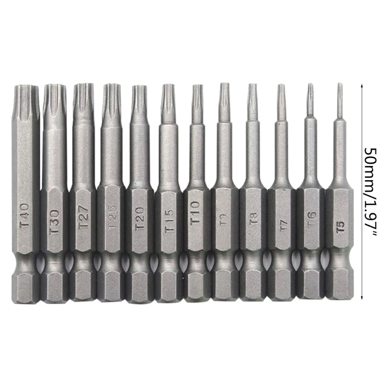 Professional Magnetic Screwdriver Drill Bit 50mm 1/4 Inch T5-T40 Torx Head Bits for Solid Wood Board Mdf Particle Board