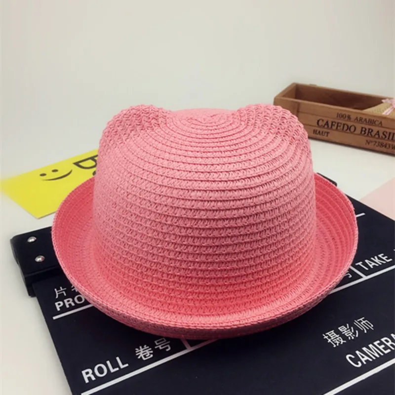 Sun Hat for Children Boys Outdoor Girls Sun Hat Ear Decoration Sun Hat Solid Kid Floppy Panama Hat