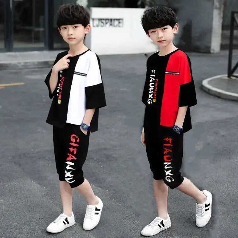 

2022 New Boys Summer Clothing Children T-shirt Short Sleeve +Pants Set 2 pieces Set Kids Baby Boys Clothes 2-10 Years