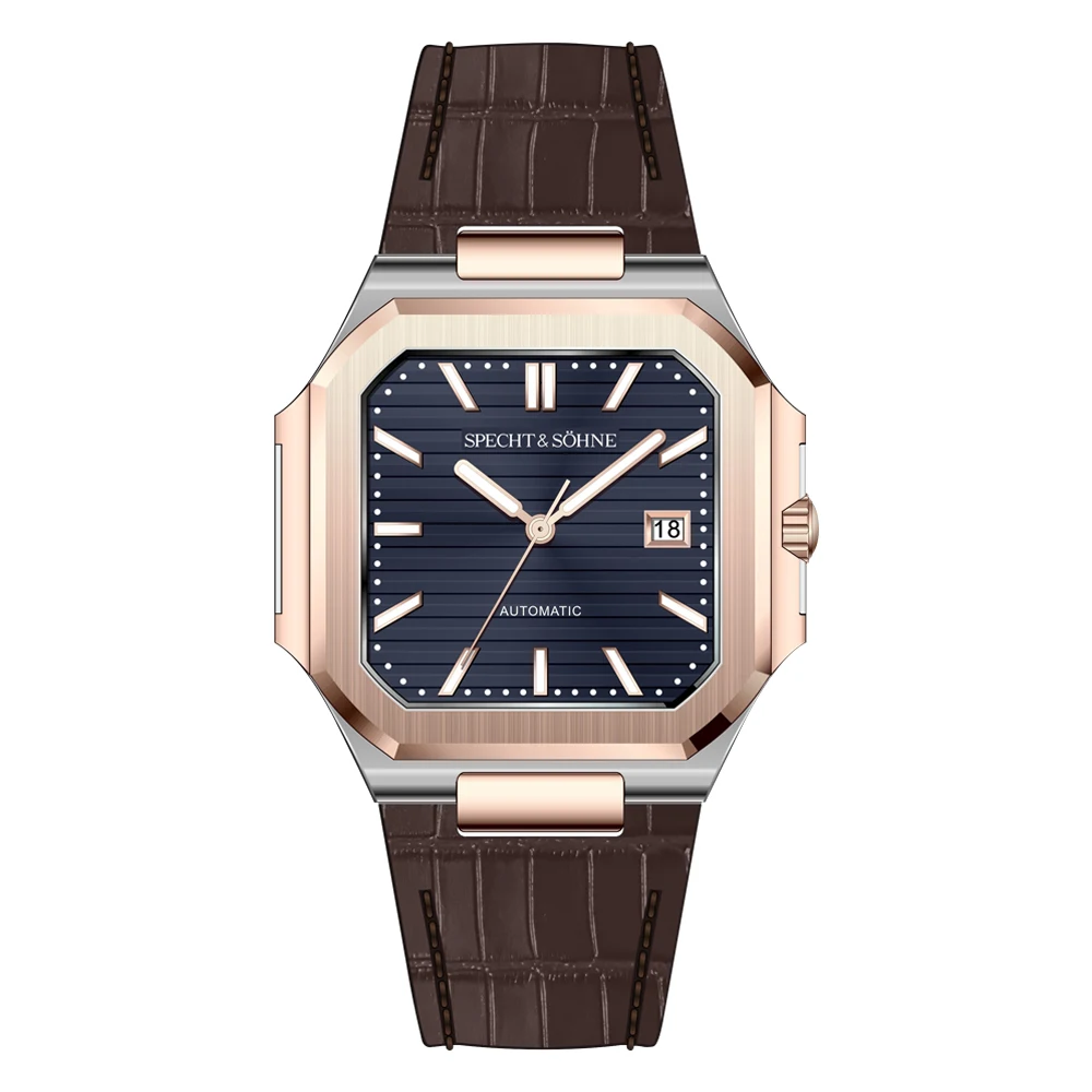 2025 Specht & Söhne 41 MM Vierkant Kubiek 5711 Herenhorloge Mechanische Horloges Roségoud Roestvrij staal Saffierkristal Waterdicht