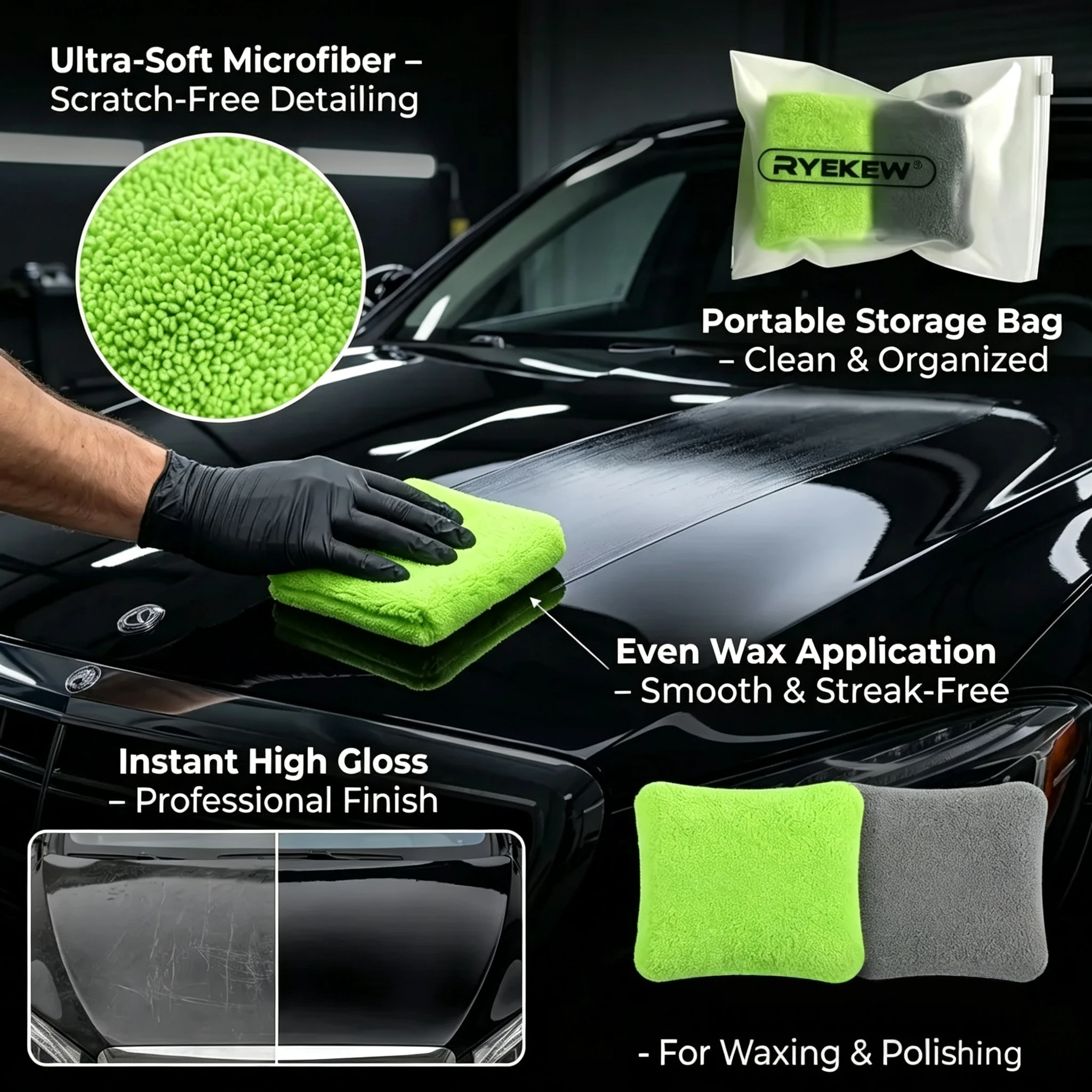 Car Microfiber Applicator Sponges Block Fiber Towel Cloth  Car Wash Sponge Cleaning Waxing Crystal Polishing Paint Sponge