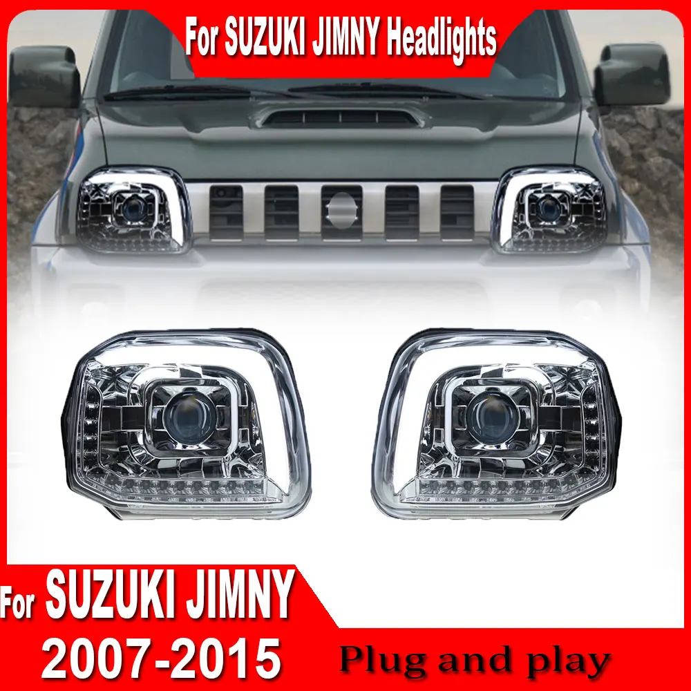 

Пара передних фонарей для Suzuki Jimny, светодиодные фары 2007 2008 2009-2015, автомобильный Стайлинг, DRL, сигнальная сборка, автоаксессуары