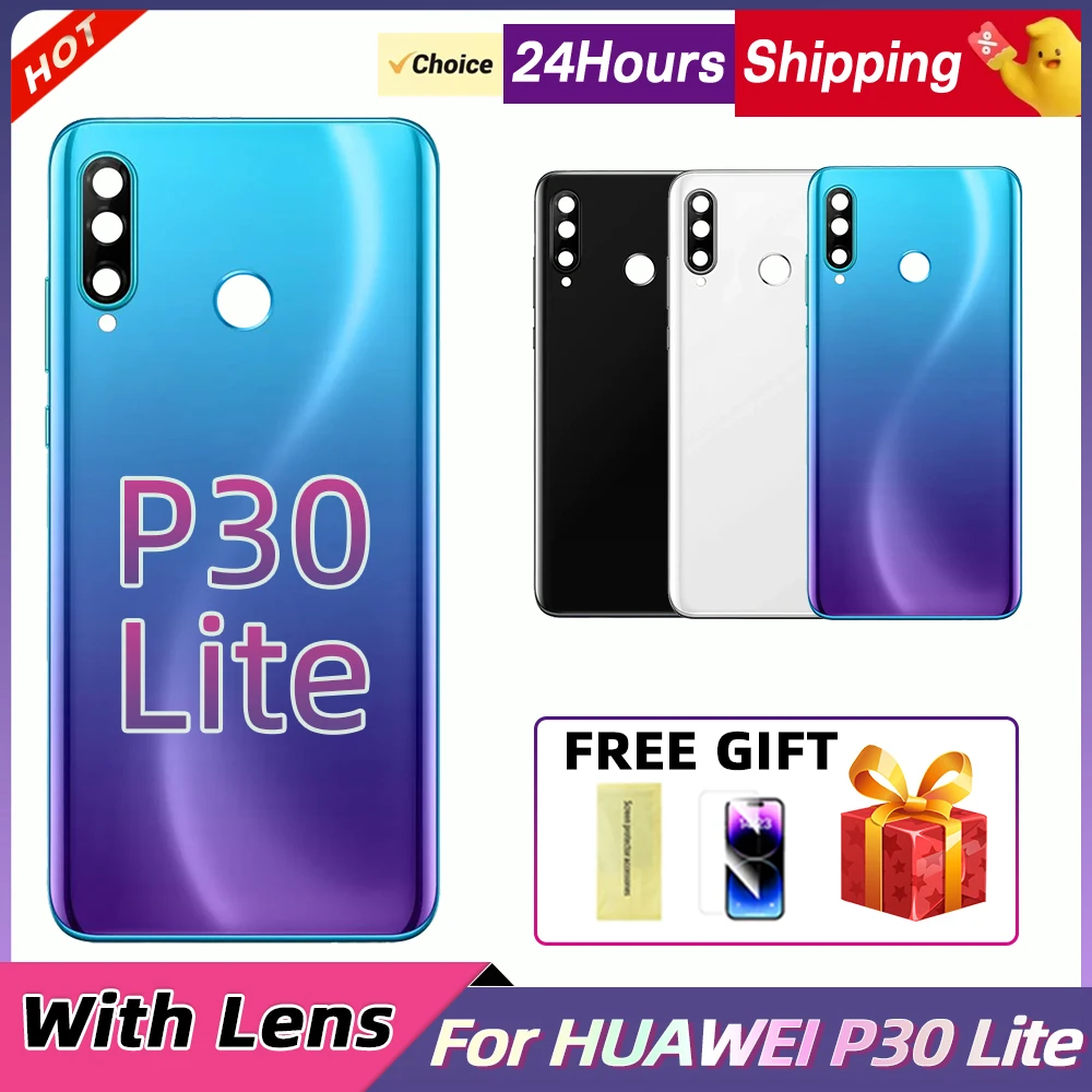 or Huawei P30 Lite Battery Back Cover Rear Housing Glass Panel With Camera Lens For Huawei Nova 4e Back Cover Repair