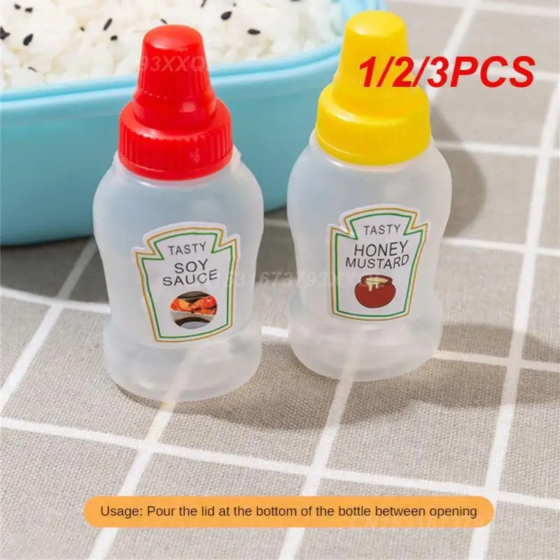 1/2/3PCS Condiment Squeeze Bottle Needle-nosed Polychromatic Salad Container Plastic Condiment Dispenser Covered Plastic