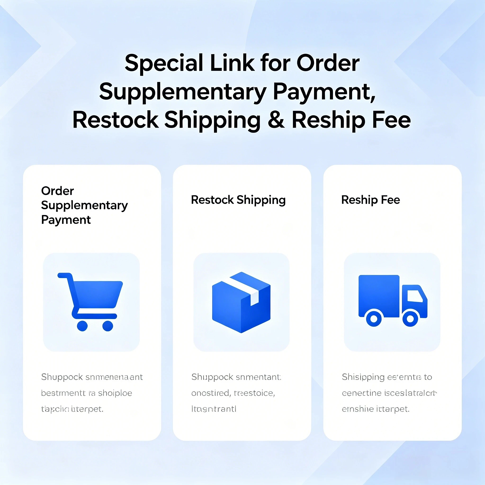 Custom Extra Payment Link Covering Order Balance, Restock Shipping Cost & Reshipment Extra Fee