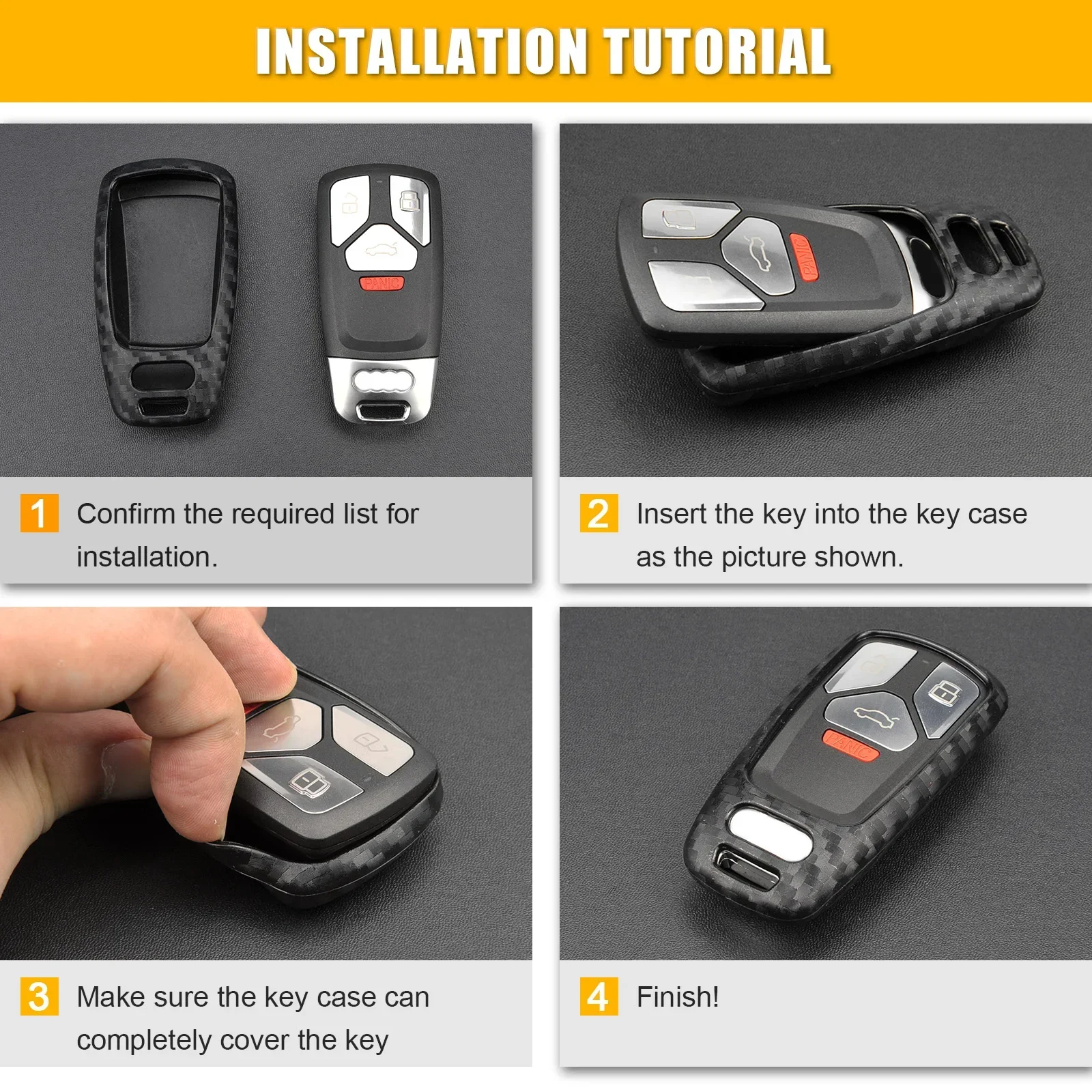 Silicone Carbon Fiber Car Smart Key Fob Chain Case Cover For Audi A4 allroad/A5/Q5 Sportback/Q7/S4 B9/S5/SQ5/TT