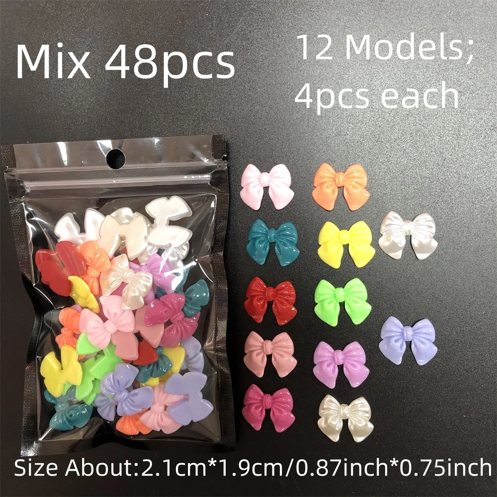 

Mix Color Large Bow Kawaii Pink Flower Cartoon Accessory Resin Parts Mobile Phone Decoration XXL Long Nail Art Decoration Charms