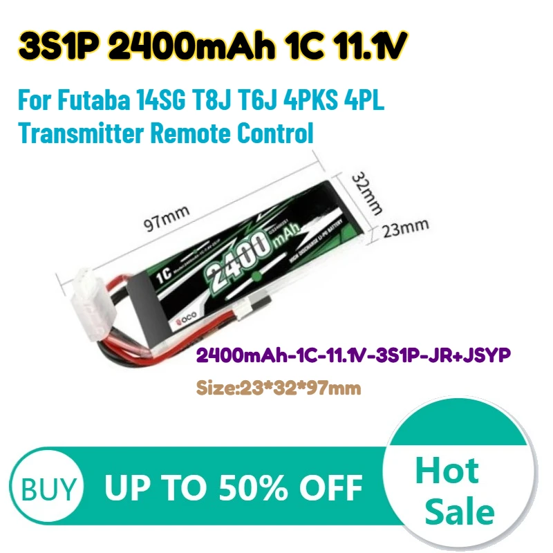 

3S1P 2400mAh 1C 11.1V Lipo Battery with JR+JSYP for Futaba 14SG T8J T6J 4PKS 4PL Transmitter Remote Control Rechargeable Battery
