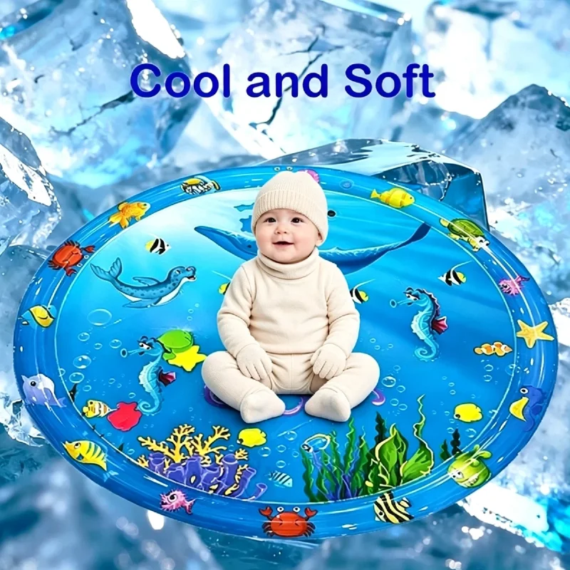 65/100cm Circle Inflatable Baby Water Play Mat Infant Toddler Kid Tummy Time Water Pad Cushion Early Educate Develop Activity
