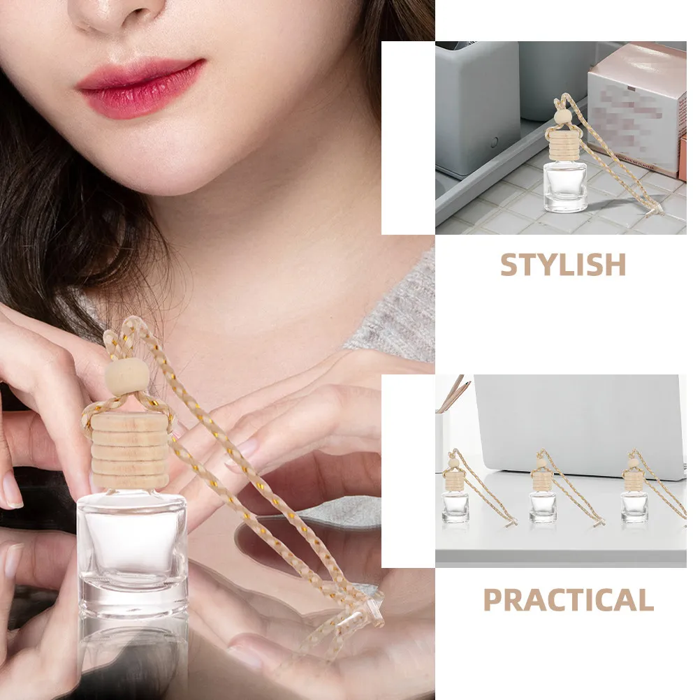 

5Pcs Hanging Car Air Freshener 8Ml Refillable Glass Bottle with Pendant Design for Essential Oils Fragrance Diffuser Auto