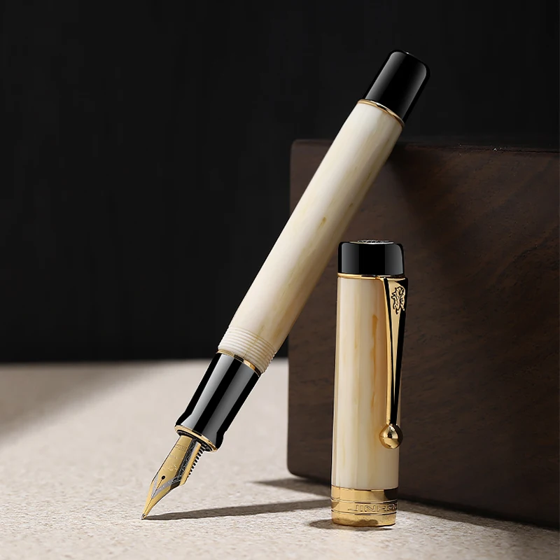 Imagem -02 - Jinhao 100 Luxo Centenário Resina Caneta Fonte Multicolorido ef f m Dobrar Nib Clipe Dourado Conversor Escrita Papelaria Jf008