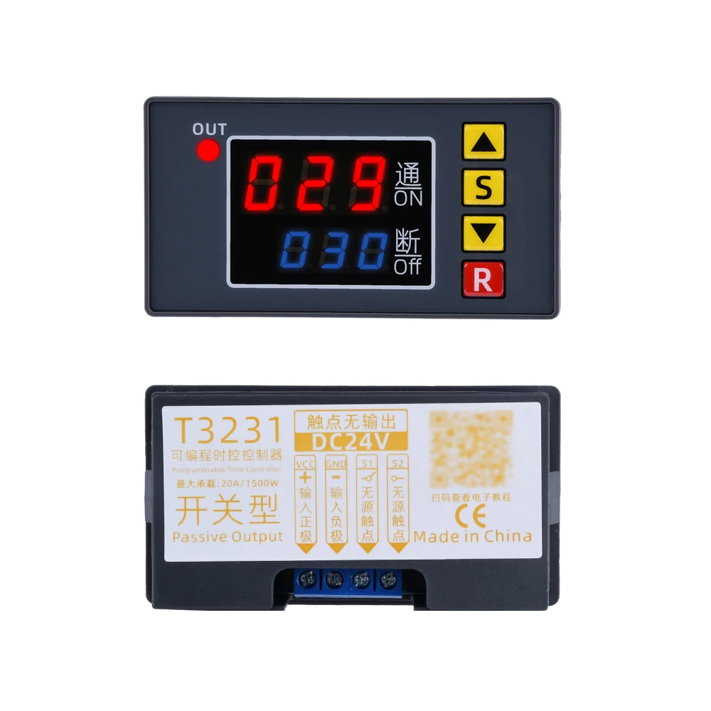 

T3231 DC 12V 24V AC110-220V Digital Time Delay Relay Module Cycle delay Timer Red Blue Dual LED Display Timing Relay Switch