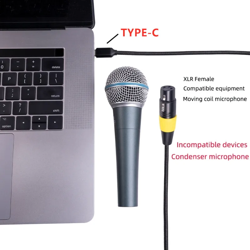 USB Type C Male to XLR Female Microphone Cable Type-C to XLR Stereo Audio Adapter Connector Cord 2M 3M for Smartphones Laptop