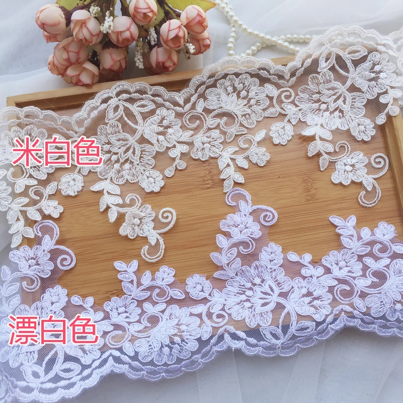 10Yards exquisite handwork embroidered fabric border lace trimming flower lace trim for wedding dress