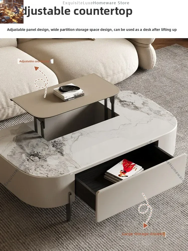 DDC modern simple rock slab coffee table Italian style is about to be lifted in the living room Storage coffee table Household