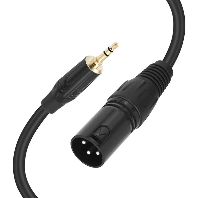 B76B 2pcs 3.5mm to XLR Cable Adapter Balanced 1/8 TRS Stereo to 3Pin XLR Male Microphone Audio Cord 100cm